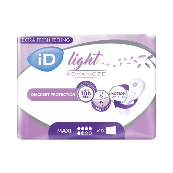 Ontex - Protection urinaire femme iD Light Advanced Maxi - Sachet de 10 Pièces