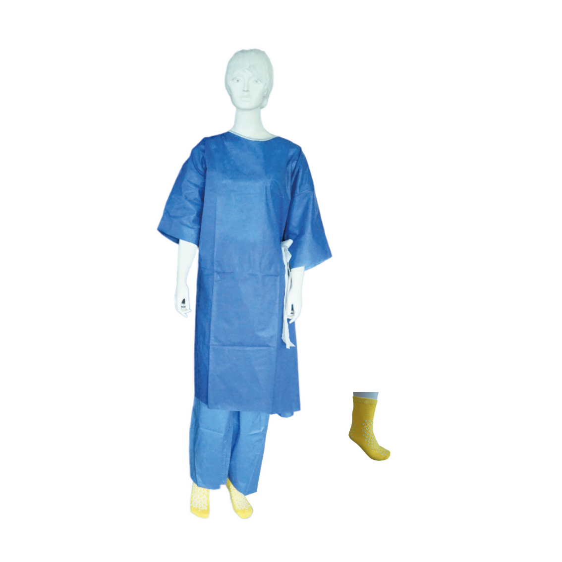 Abena - Kit ambulatoire adulte avec charlotte, chemises manchette courtes en SMS, sous-vêtements, chaussettes anti-dérapantes - Par kit