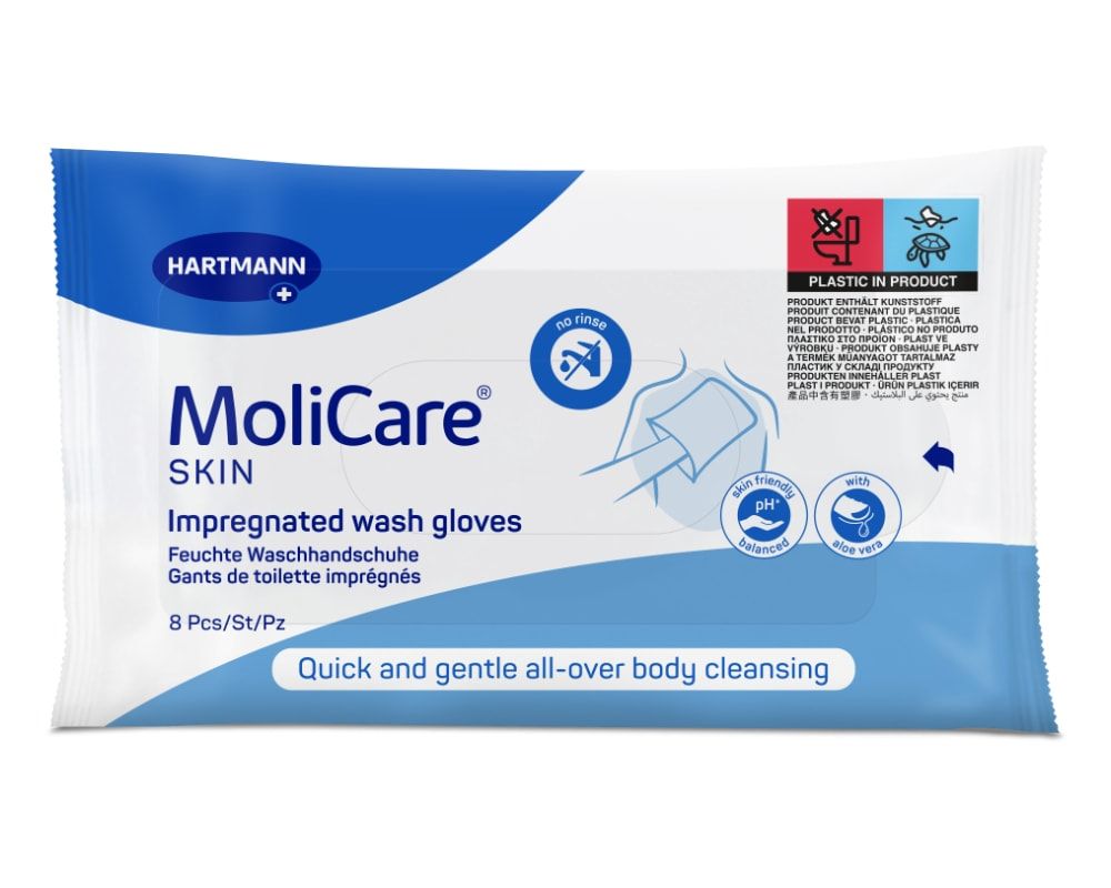 HARTMANN - MoliCare Skin - Gants de toilette imprégnés - Sachet de 8 pièces