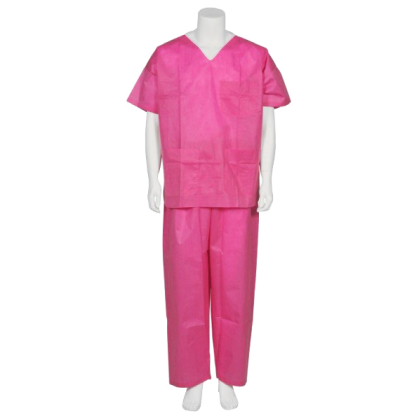 Abena - Pyjama de bloc classic avec manches courtes en SMS 43g/m² en rose - 1 pièce