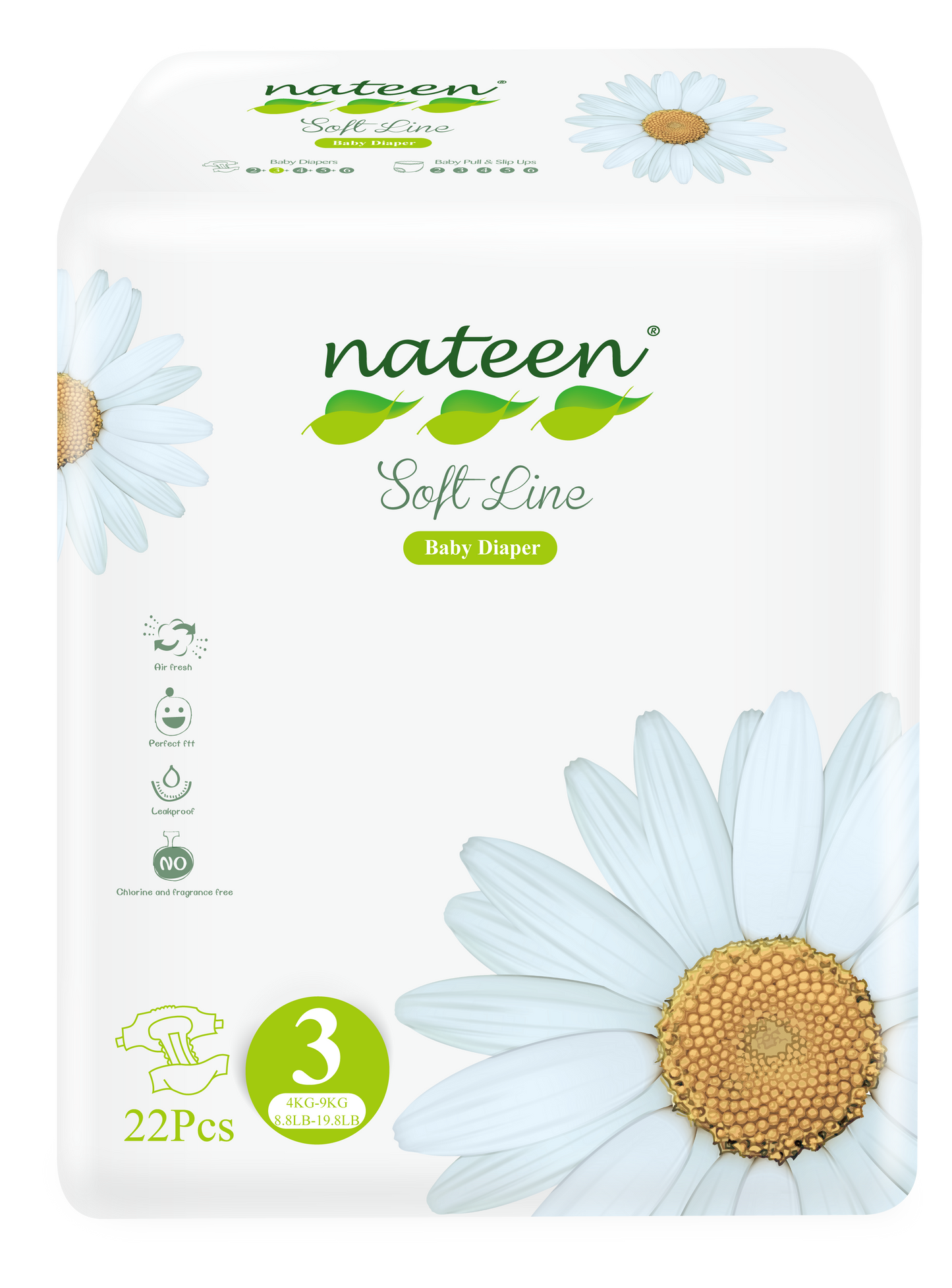 Nateen - Couches Bébé Taille 3 (4-9 kg) - Sachet de 22 pièces