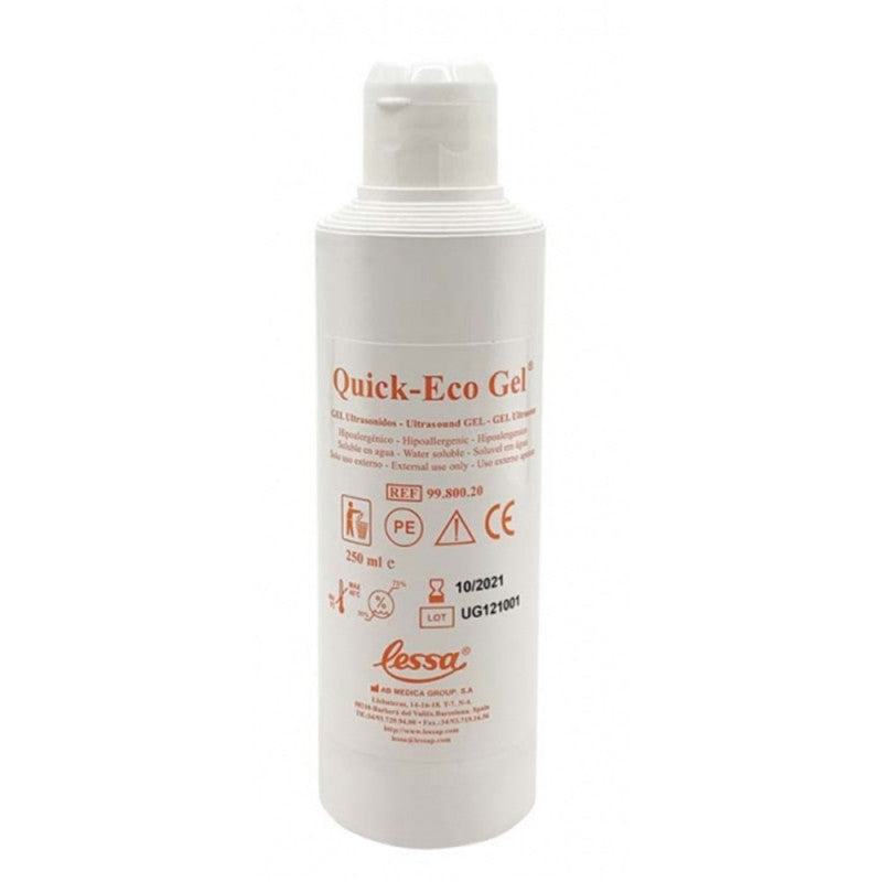 LESSA - Gel Ultrason Bleu 250ml QUICK-ECO GEL - Fabriqué en Espagne