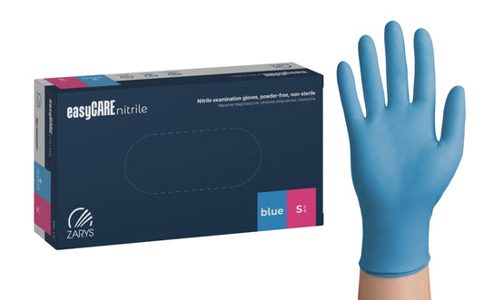Zarys easyCARE nitrile - Nitrile gants d'examen, non poudrés, non stériles taille : S - A200 bleu - Carton de 10 boîtes de 200
