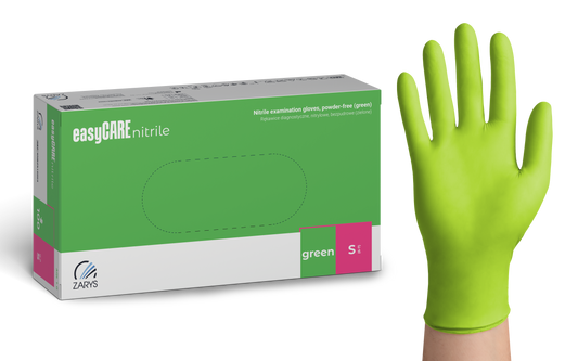 Zarys easyCARE nitrile - Nitrile gants d'examen, non poudrés, non stériles taille : S - A100 vert - Carton de 10 boîtes de 100