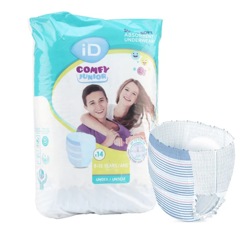 Ontex - Slips Absorbants ID Comfy Junior Pants Unisex (8-15 Ans) - Sachet de 14 Pièces