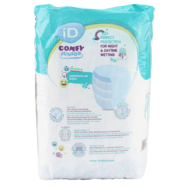 Ontex - Slips Absorbants ID Comfy Junior Pants Unisex (8-15 Ans) - Sachet de 14 Pièces