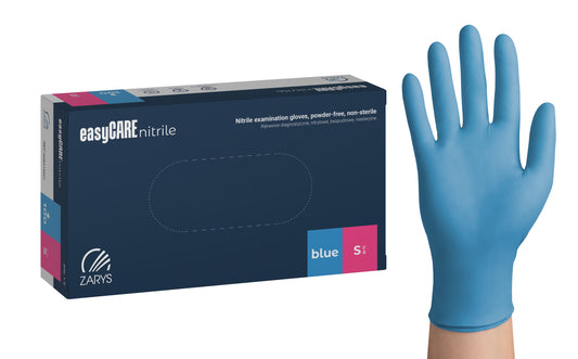 Zarys easyCARE nitrile - Nitrile gants d'examen, non poudrés, non stériles taille : S - A100 bleu - Carton de 10 boîtes de 100
