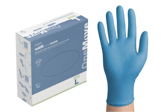 Zarys mediCARE nitrile OneMove COMPACT - Gants d'examen en nitrile, non poudrés, non stériles taille : L - Carton de 20 boîtes de 50