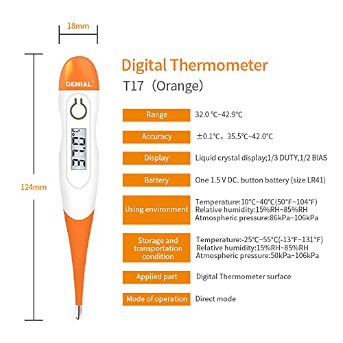 Genial - Thermomètre électronique numérique à pointe flexible