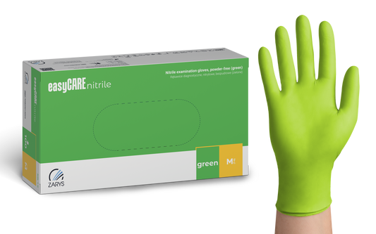 Zarys easyCARE nitrile - Nitrile gants d'examen, non poudrés, non stériles taille : M - A100 vert - Carton de 10 boîtes de 100