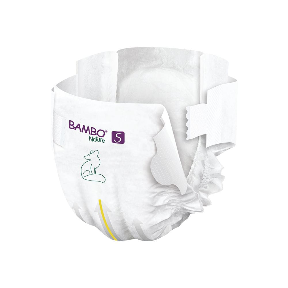 Bambo Nature - Couche bébé Taille 5 Junior paquet haut (12-18kg) - Sachet de 44 pièces