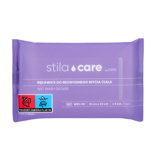 Zarys Stila Care - Gants de lavage corporel sans eau - Carton de 24 boîtes de 8
