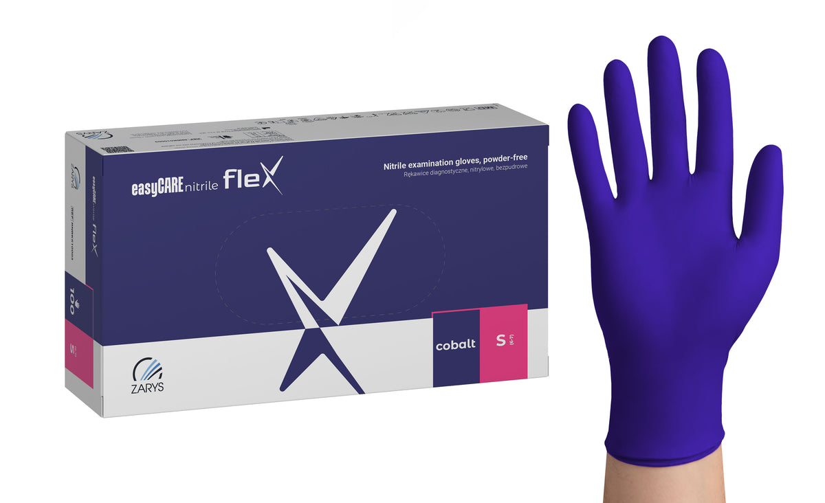 Zarys Gants d'examen easyCARE nitrile flex - Nitrile, non poudrés, non stériles taille : S - A100 bleu cobalt - Carton de 10 boîtes de 100