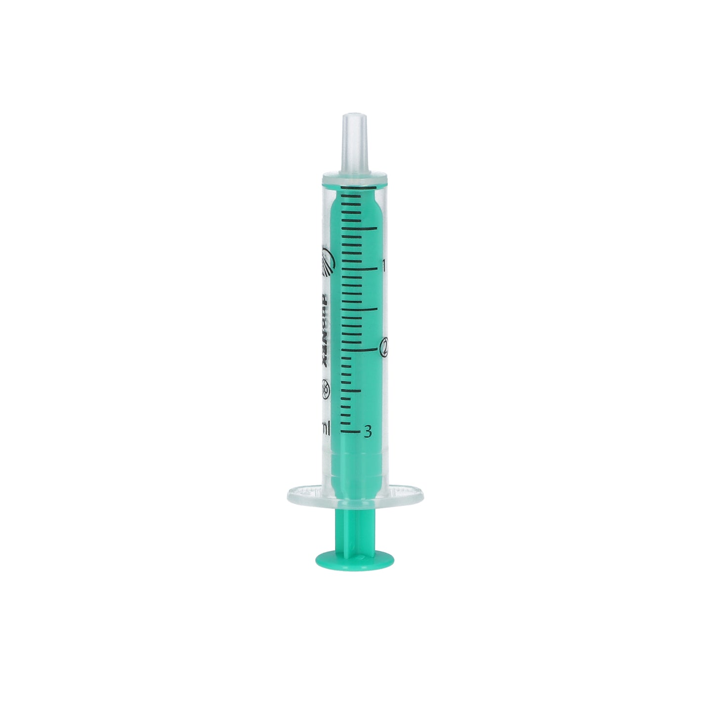 Zarys duoNEX - Seringue à usage unique, en 2 parties, stérile 2 ml Luer, piston vert, sans phtalates - Carton de 25 boîtes de 100