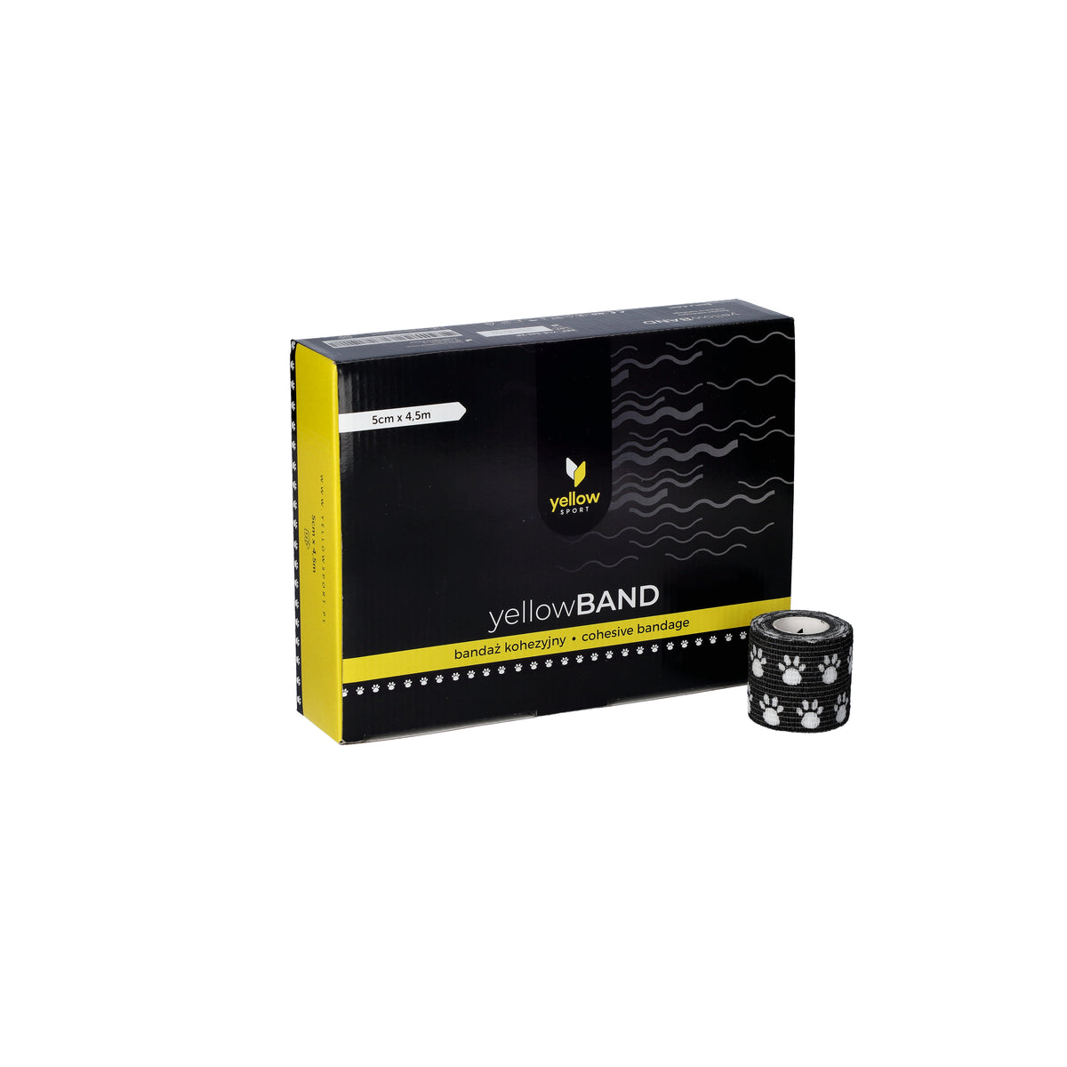 Zarys yellowBAND - Bandage cohésif, non stérile 5cm x 4,5m pattes noires - Boîte de 12 unités