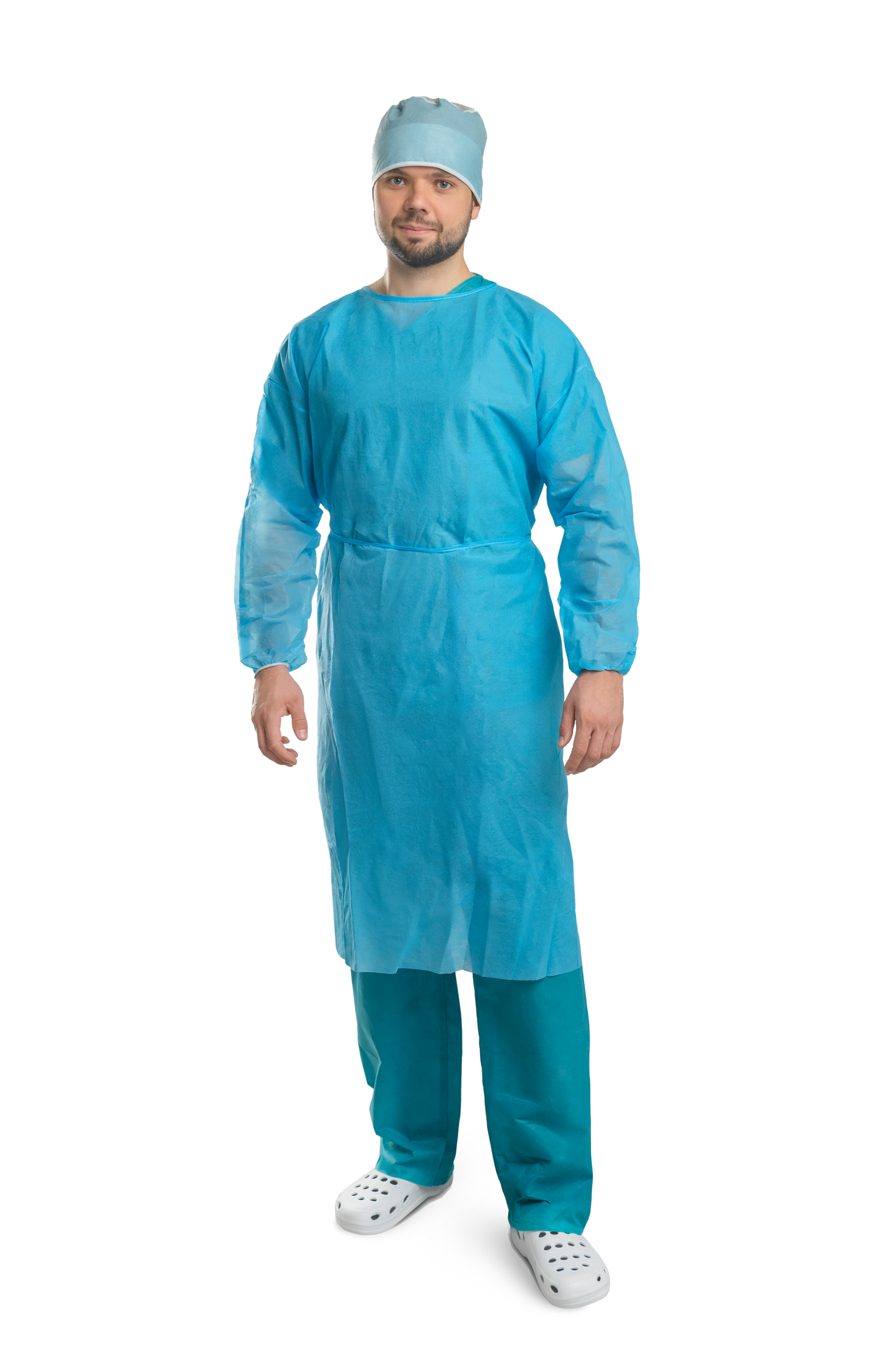 Zarys previoMedical - Procedure blouse, avec poignets élastiques, non-tissé, non stérile bleu L - Carton de 5 conditionnements de 10