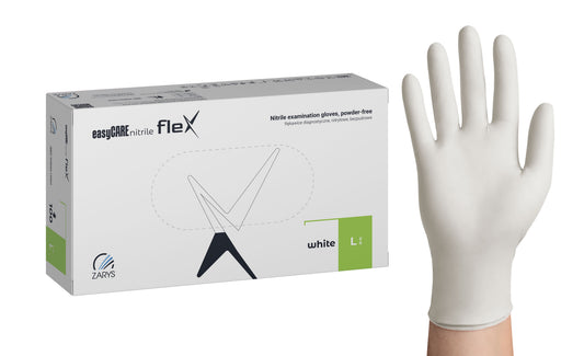 Zarys Gants d'examen easyCARE nitrile flex - Nitrile, non poudrés, non stériles taille : L - A100 blanc - Carton de 10 boîtes de 100