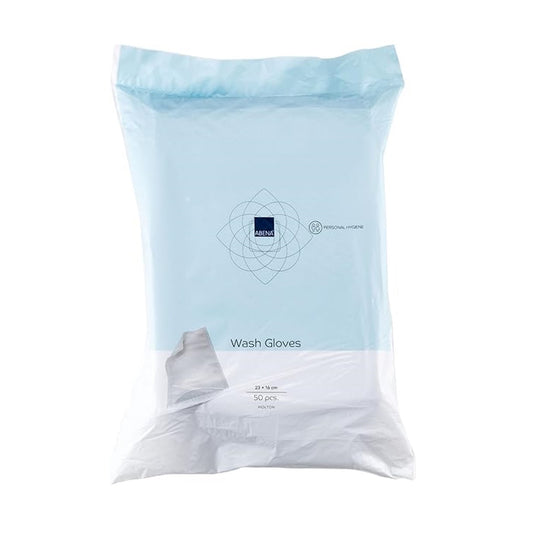 Abena - Gant de toilette présavonné 16 x 23 cm - Sachet de 50 gants