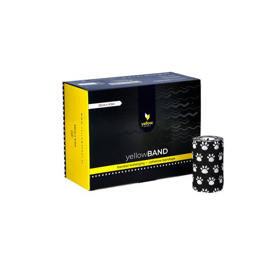 Zarys yellowBAND - Bandage cohésif, non stérile 10cm x 4,5m pattes noires - Boîte de 12 unités