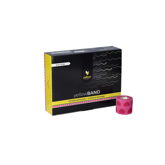 Zarys yellowBAND - Bandage cohésif, non stérile 5cm x 4,5m coeurs roses - Boîte de 12 unités