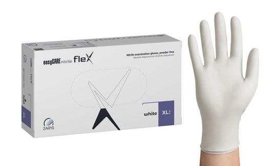 Zarys Gants d'examen easyCARE nitrile flex - Nitrile, non poudrés, non stériles taille : XL - A100 blanc - Carton de 10 boîtes de 100