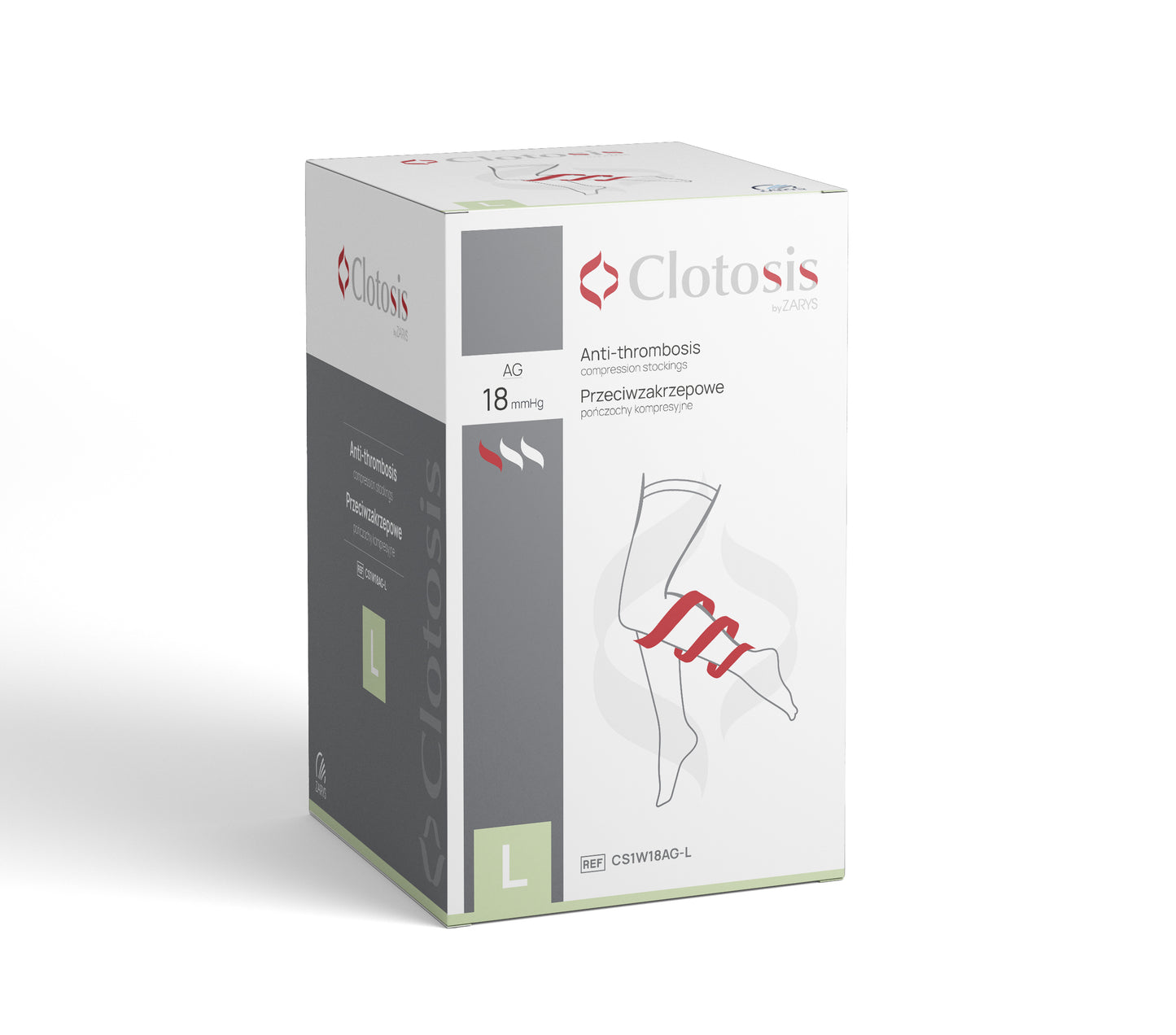 Zarys Clotosis 18 AG bas de contention anti-thrombose r.L - 1pair - Boîte de 10 sachets de 2