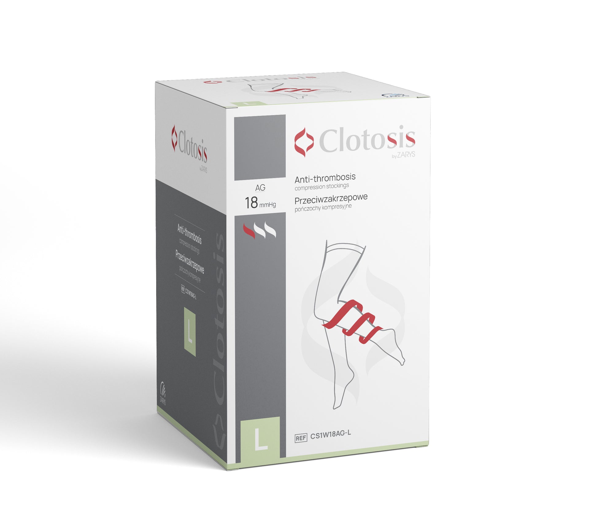 Zarys Clotosis 18 AG bas de contention anti-thrombose r.L - 1pair - Boîte de 10 sachets de 2