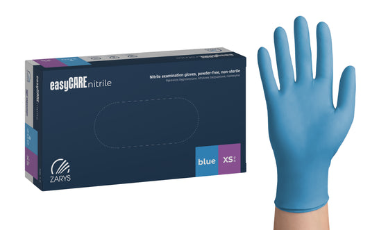 Zarys easyCARE nitrile - Nitrile gants d'examen, non poudrés, non stériles taille : XS - A200 bleu - Carton de 10 boîtes de 200