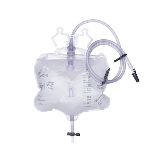 Zarys Poche à urine avec port d'échantillonnage 2W, stérile (2000 ml, drain 120 cm), suite. pht. - Carton de 10 conditionnements de 5