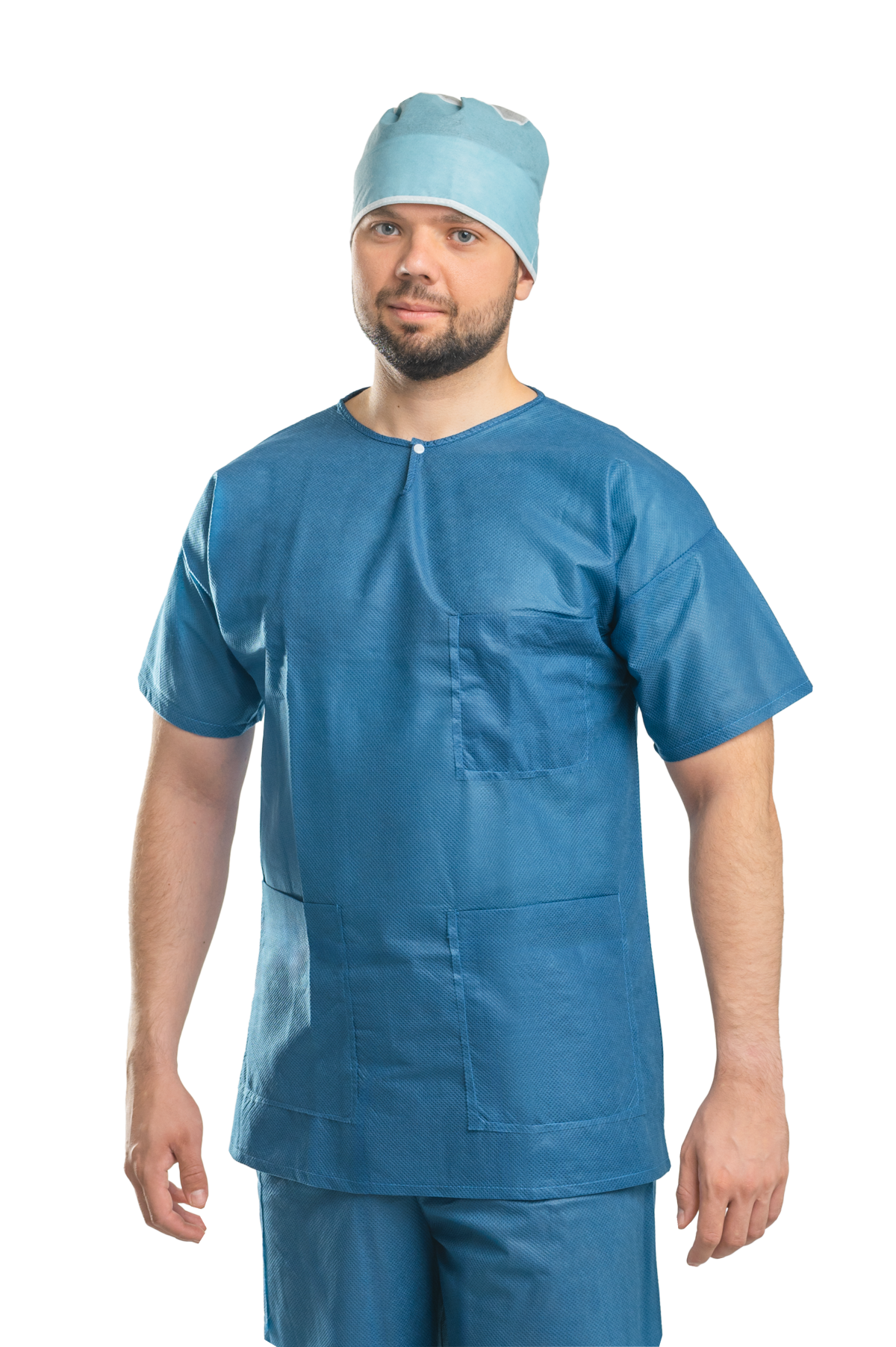 Zarys previoMedical - Chemise à manches courtes pour salles d'opération, non stérile bleu XS - Carton de 50 unités