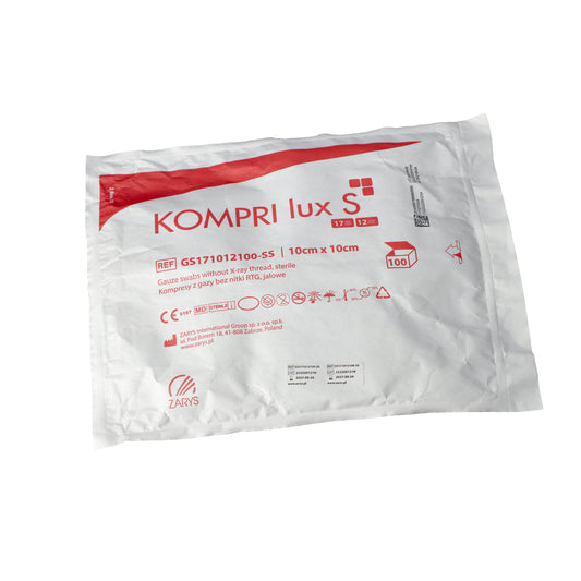 Zarys KOMPRI lux S compresses de gaze stérile 17N 12W 10cmx20cmx20pcs. (vapeur) - Carton de 60 sachets de 20