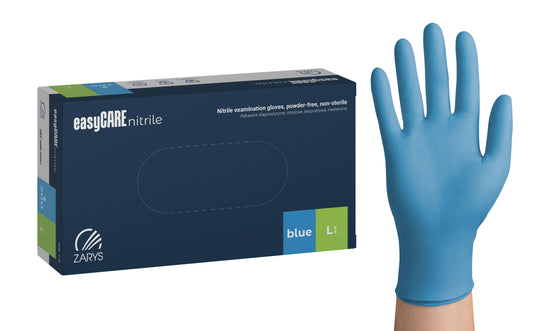 Zarys easyCARE nitrile - Nitrile gants d'examen, non poudrés, non stériles taille : L - A200 bleu - Carton de 10 boîtes de 200