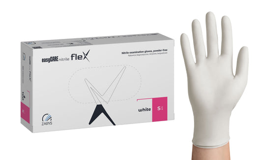 Zarys Gants d'examen easyCARE nitrile flex - Nitrile, non poudrés, non stériles taille : S - A100 blanc - Carton de 10 boîtes de 100