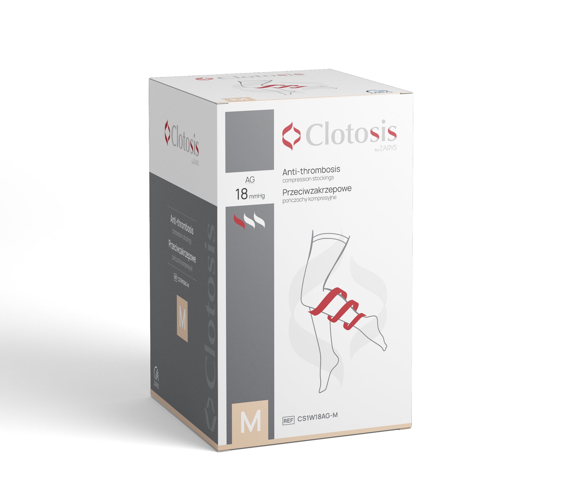 Zarys Bas de compression anti-thrombose Clotosis 18 AG r.M - 1pair - Boîte de 10 sachets de 2