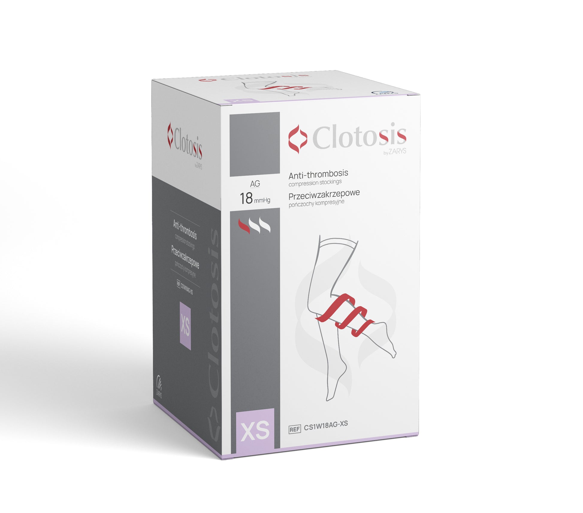 Zarys Clotosis 18 AG bas de contention anti-thrombose r.XS - 1pair - Boîte de 10 sachets de 2