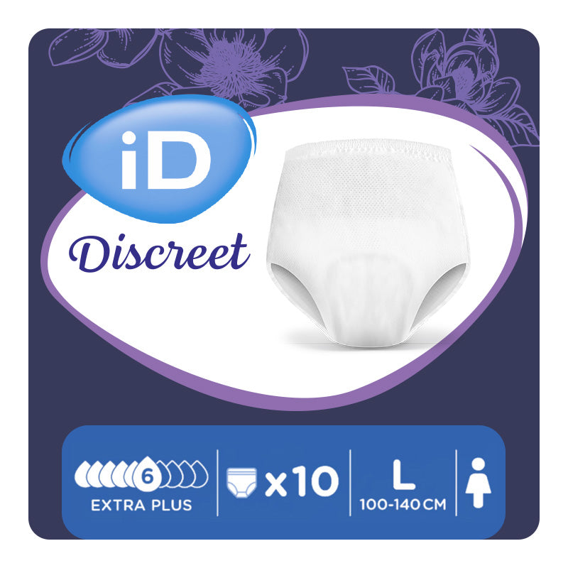 Ontex - Culotte absorbante iD Discreet Pants for Women Extra Plus L - Sachet de 10 pièces