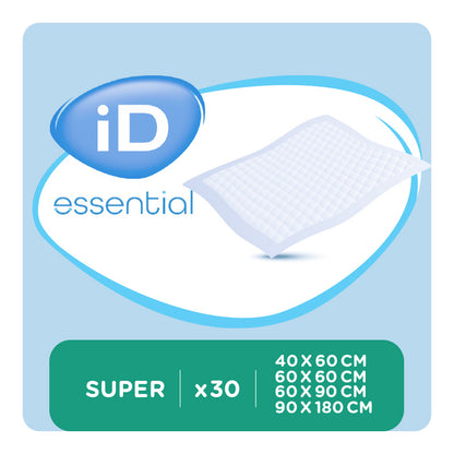 Ontex - Alèse absorbante iD Essential Underpads Super 60x90 - Sachet de 30 pièces