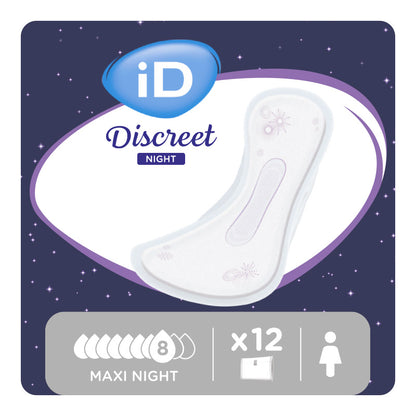 Ontex - Protection urinaire absorbante iD Discreet light Maxi Night - Sachet de 12 pièces