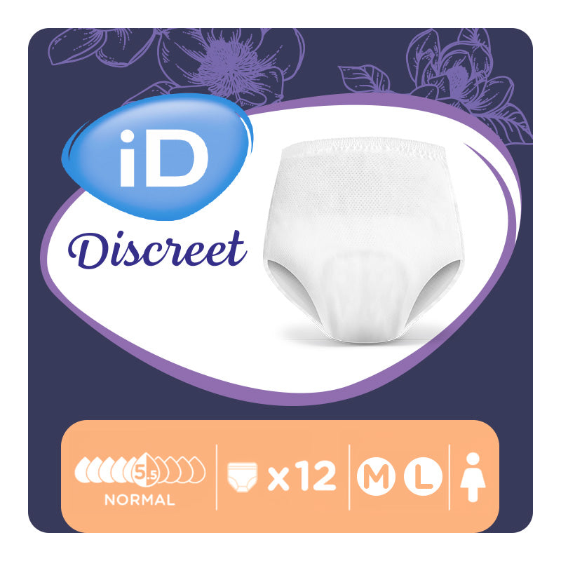 Ontex - Culotte absorbante iD Discreet Pants for Women Normal M - Sachet de 12 pièces