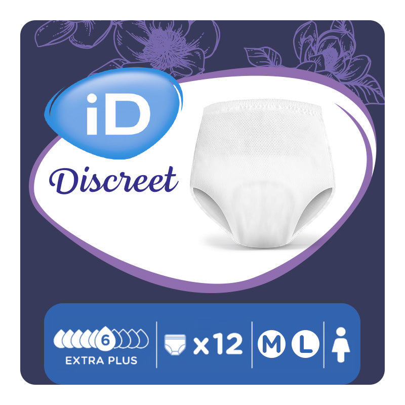 Ontex - Culotte absorbante iD Discreet Pants for Women Extra Plus M - Sachet de 12 pièces