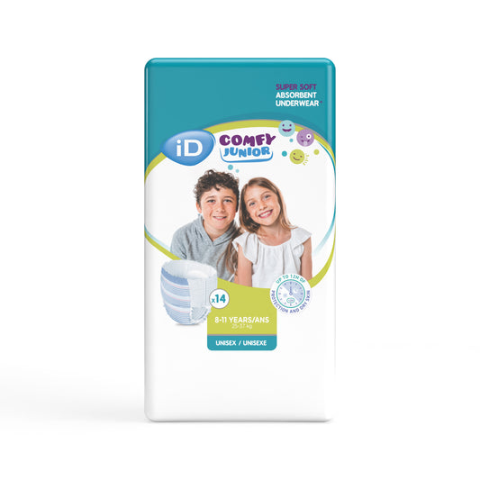 iD Comfy Junior Pants 8-11 ans – Culotte absorbante discrète et confortable pour enfants - 14 pièces