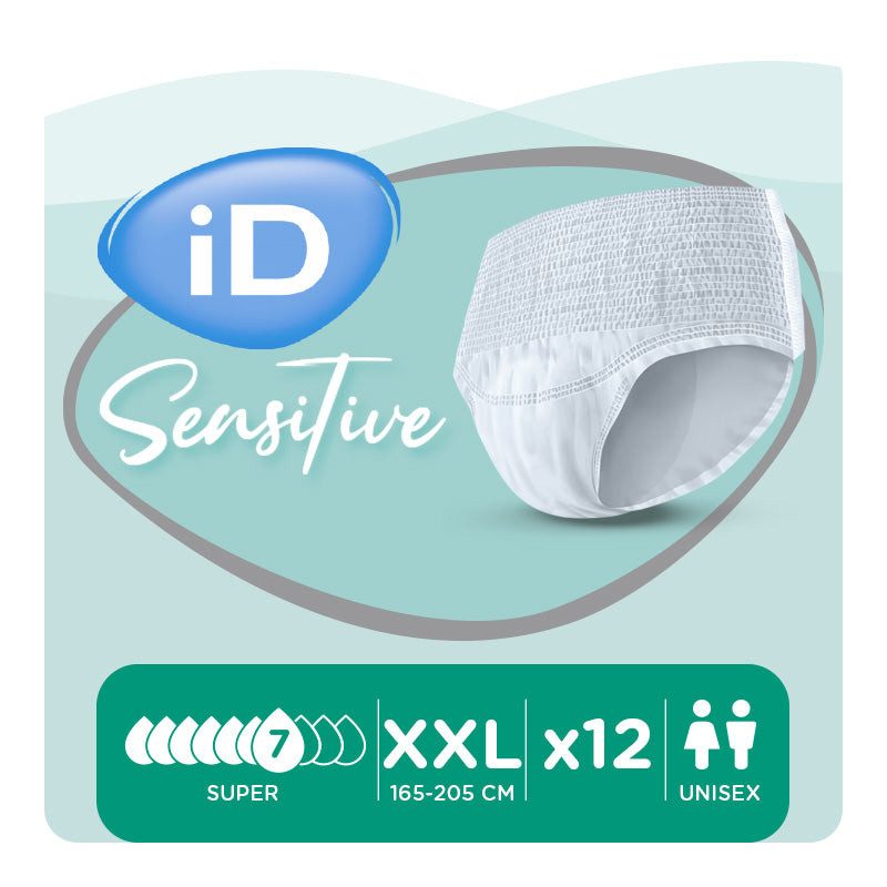 Ontex - Culotte absorbante iD Sensitive Pants Super 2XL - Sachet de 12 pièces