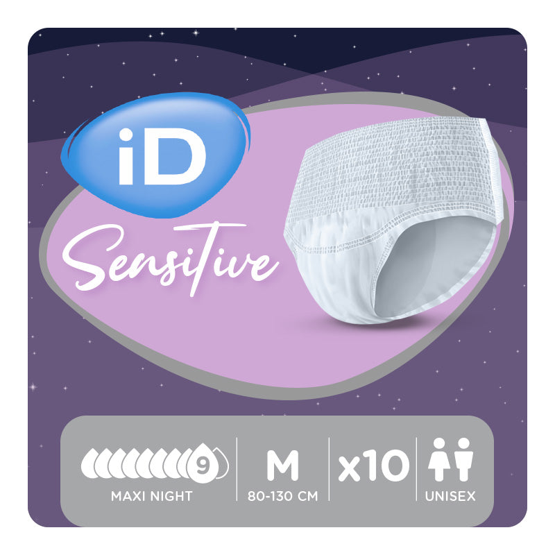 Ontex - Culotte absorbante iD Sensitive Pants Maxi Night M - Sachet de 10 pièces