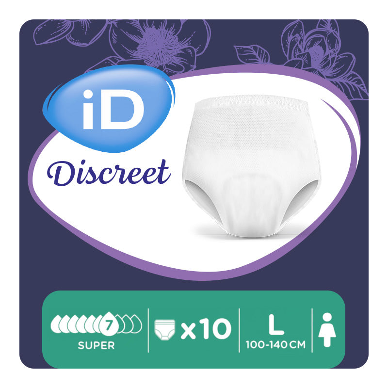 Ontex - Culotte absorbante iD Discreet Pants for Women Super L - Sachet de 10 pièces