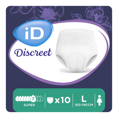 Ontex - Culotte absorbante iD Discreet Pants for Women Super L - Sachet de 10 pièces