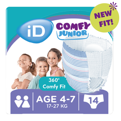 iD Comfy Junior Pants 4-7 ans – Protection absorbante confortable et discrète pour enfants - Sachet de 14 pièces