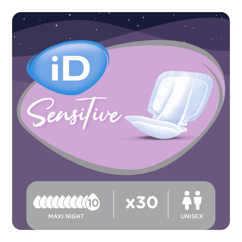 Ontex - Protection urinaire anatomique iD Sensitive Form Maxi Night - Sachet de 30 pièces